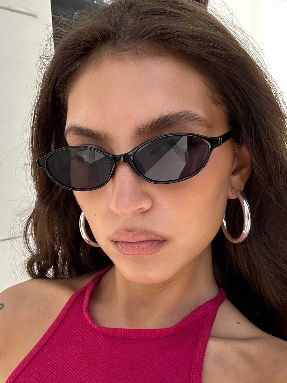 Princess Polly Black Oval Sunglasses
